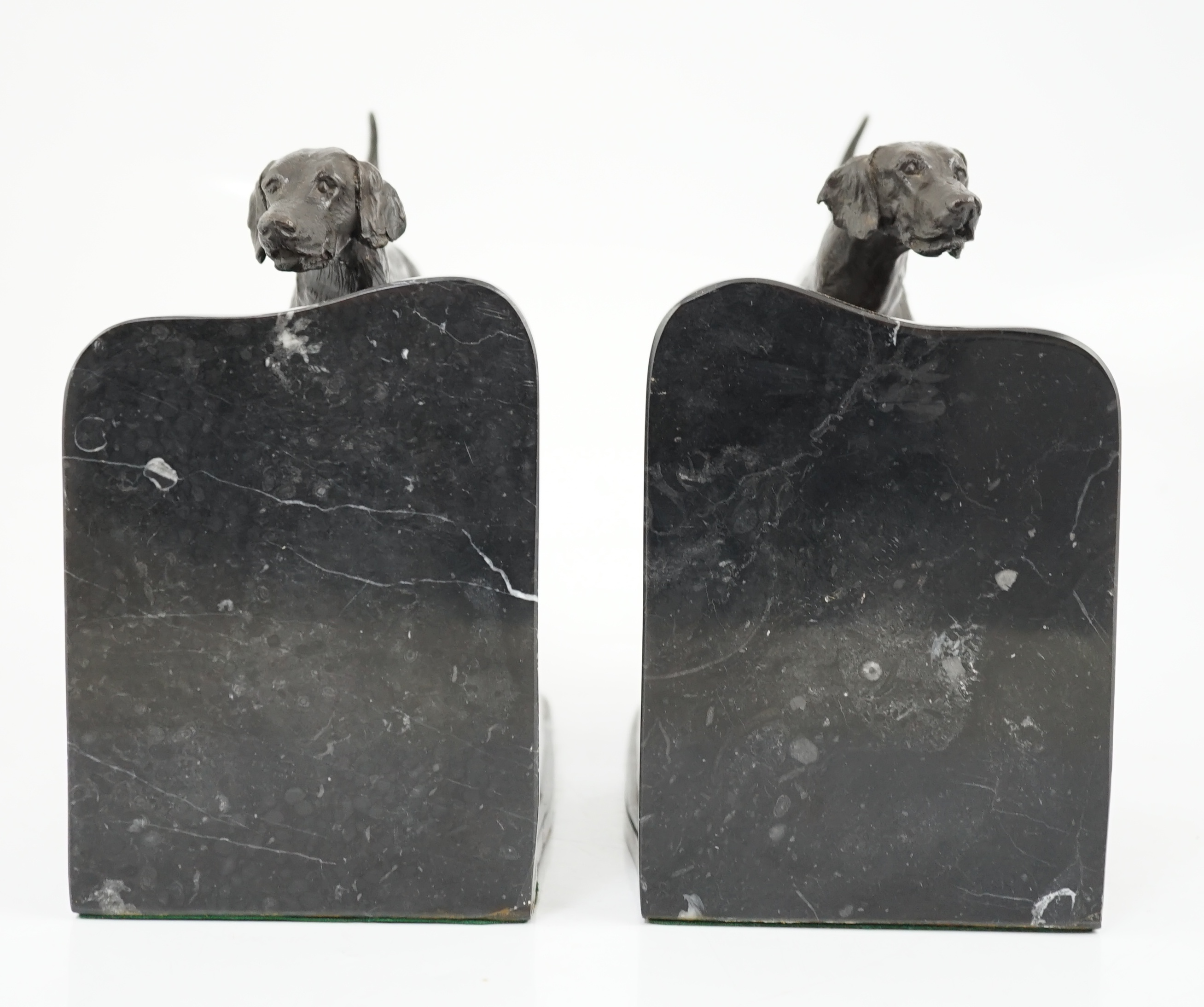 After Pierre-Jules Mêne (1810-1879), a pair of bronze models of hunting hounds